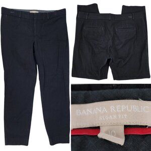 Banana Republic Womens 10 34x26 Black Twill Sloan Split Cuff Ankle Crop Pants